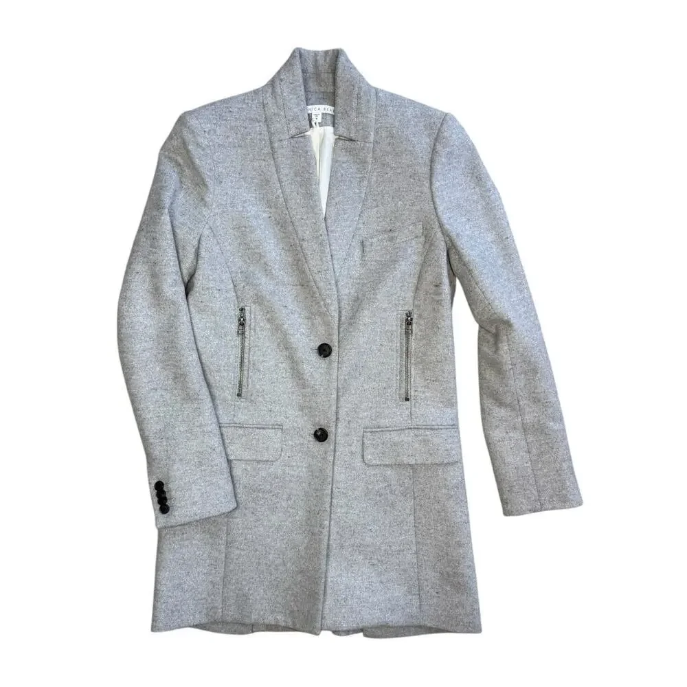 Veronica Beard Light Gray Car Coat Melange Wool Cashmere Size 0